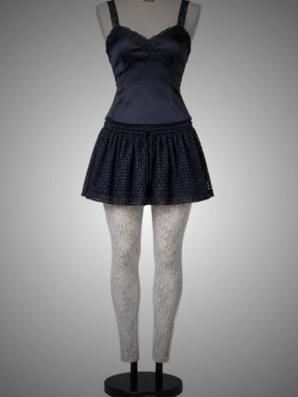 Madewell grunge eyelet lace mini skirt goth black cotton Whimsigoth romantic  xs